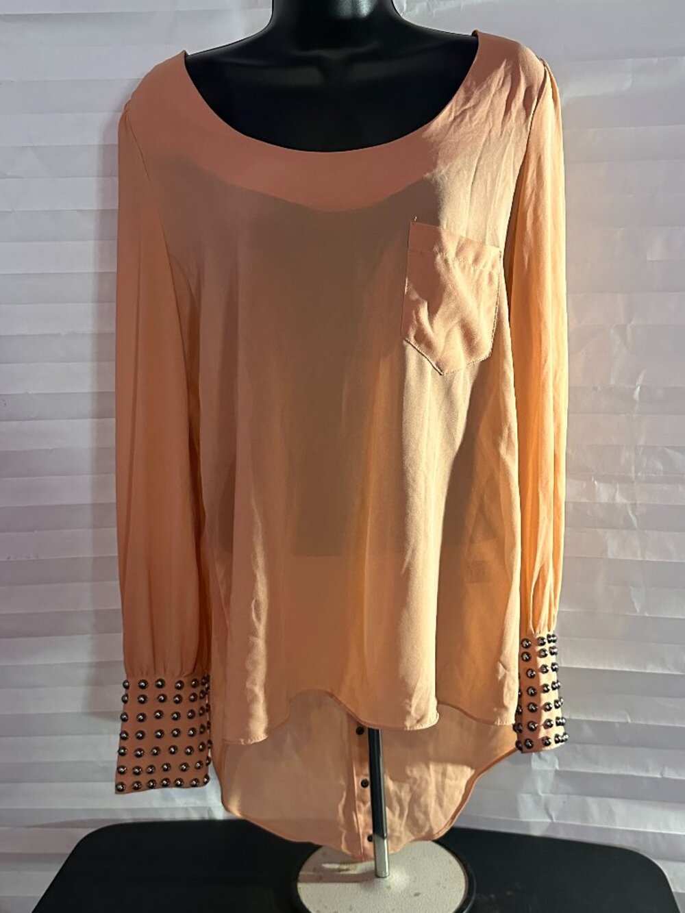 Double Zero Women's Orange Casual Blouse Rear Snap Size M
